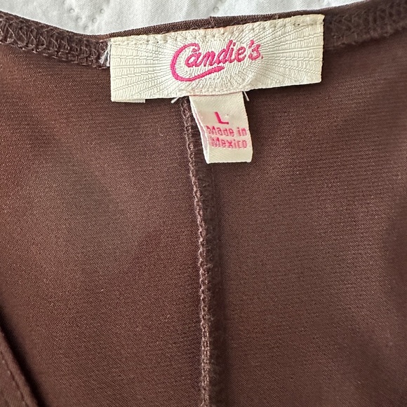 Candie’s Brown Sleeveless Ring Detail Midi Dress L Glam Mob Wife Cocktail Party - Picture 13 of 16